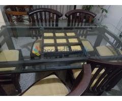 Tempered glass top 6 chair dinning table for sale