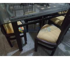 Tempered glass top 6 chair dinning table for sale