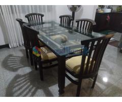 Tempered glass top 6 chair dinning table for sale