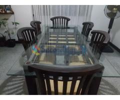Tempered glass top 6 chair dinning table for sale