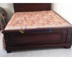 Teak bed + Queen mattress (5X6 feet)