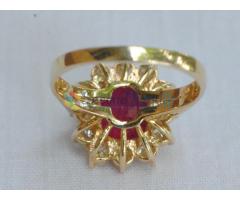 14k yellow gold 3.5 Cts Natural Ruby 1.00 Ct Diamond ring