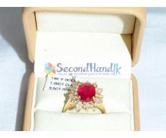 14k yellow gold 3.5 Cts Natural Ruby 1.00 Ct Diamond ring