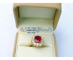 14k yellow gold 3.5 Cts Natural Ruby 1.00 Ct Diamond ring