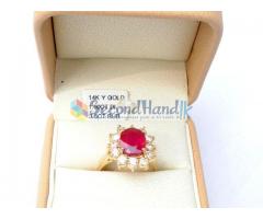 14k yellow gold 3.5 Cts Natural Ruby 1.00 Ct Diamond ring