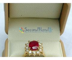 14k yellow gold 3.5 Cts Natural Ruby 1.00 Ct Diamond ring