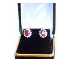 2.21 Cts Ruby & Diamond Earrings set in 14K solid white Gold