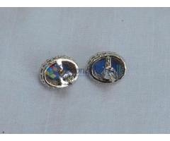 14k solid white gold earring set with 2 Sri Lanka blue sapphires
