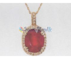 14k solid yellow gold ruby & Diamond necklace