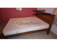 Queen size teak bed and metress for sale