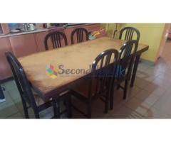 Used Dinning Table with 6 Cushioned Chairs(6' X 3')